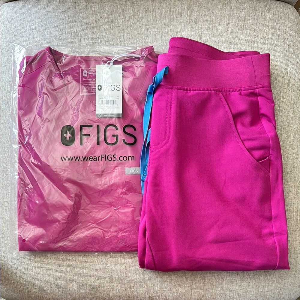 Figs Raspberry Pink Scrubs Set